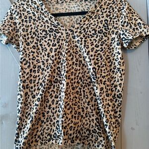 J. Crew Leopard Print Short Sleeve Top